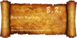 Barth Karion névjegykártya